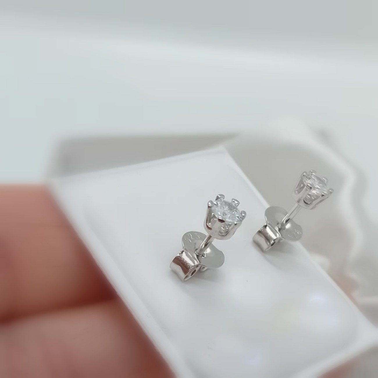 Ασημένια σκουλαρίκια μονοπετράκια "ψειρίτσες" ζιργκόν